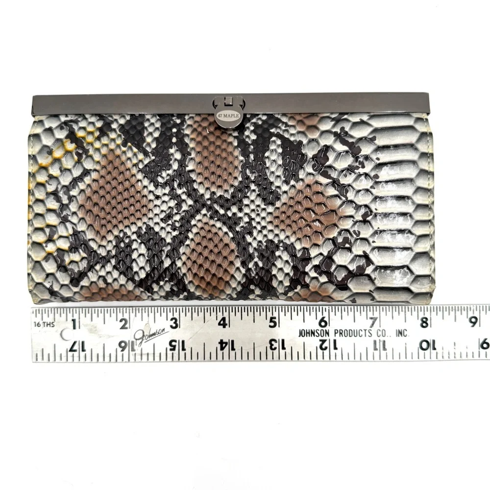 47 Maple Snakeskin Clutch with Metal Trim